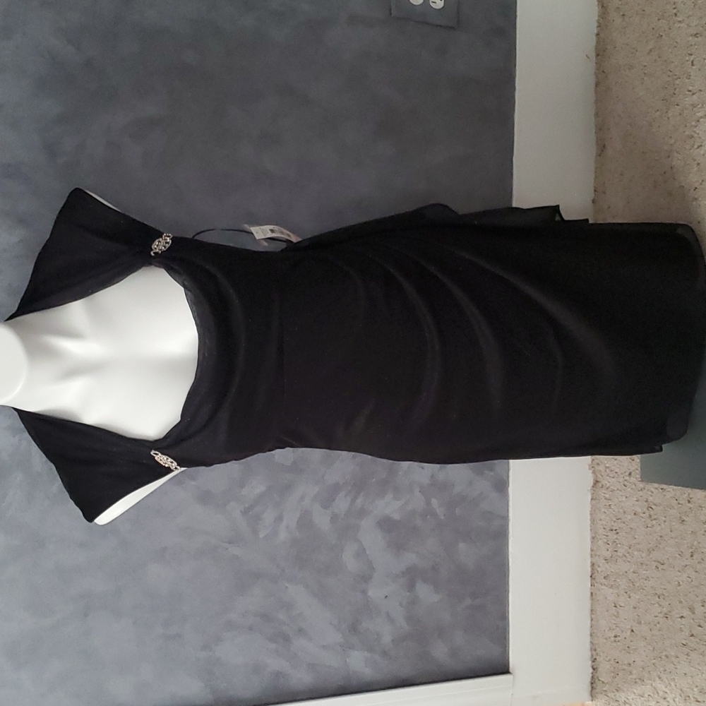 R&M Richards Black Sparkle Look Cocktail Dress Size 10 NEW